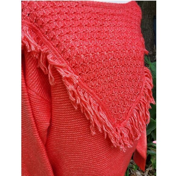 Scoop NYC NEW Women's Fringe Sweater Pullover color is dark salmon pink sz Large - Picture 5 of 8